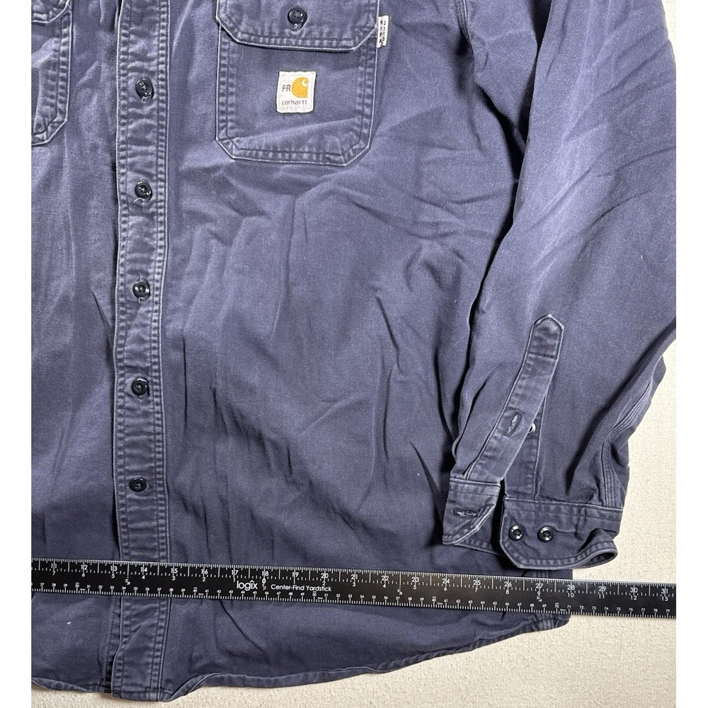 Carhartt FRS160 DNY Navy Flame Resistant Long Sleeve Work Shirt Size 2XL - Picture 10 of 12